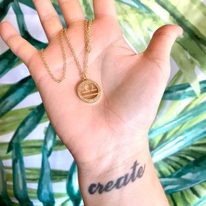 Libra Astrology Horoscope Gold Brass CZ Necklace